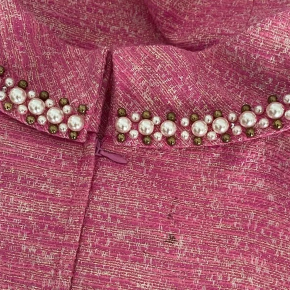 NWOT Lilly Pulitzer 10 Dress Portia Pink Shimmer Pearl Collar Sleeveless Tweed - Picture 13 of 13